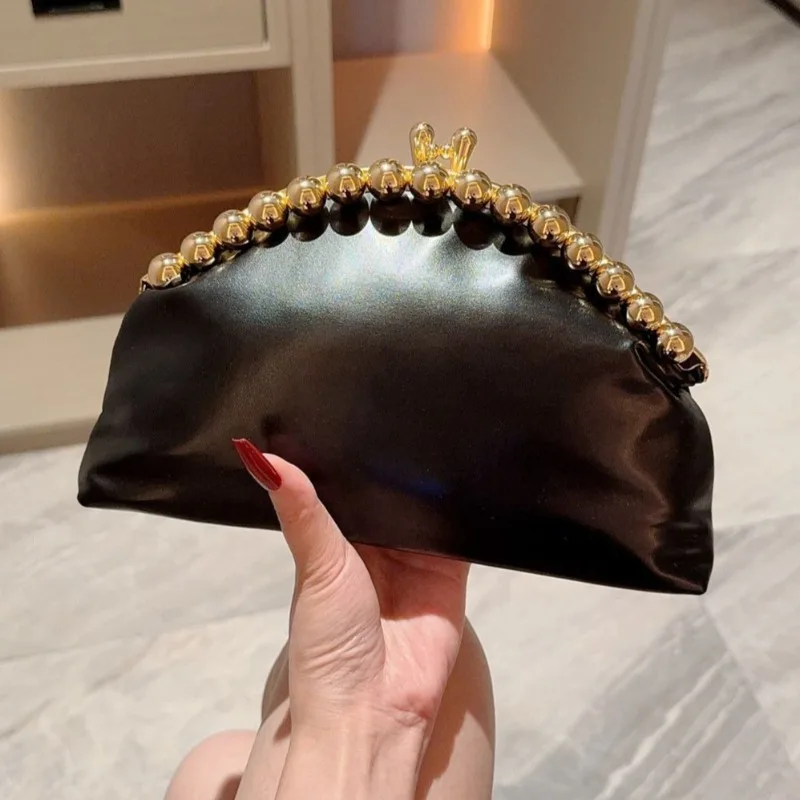 

2026 Глянцевая ретро-золотистая женская вечерняя сумка с бисером, клатч из высококачественной искусственной кожи, женская сумочка, свадебная сумка через плечо с цепочкой