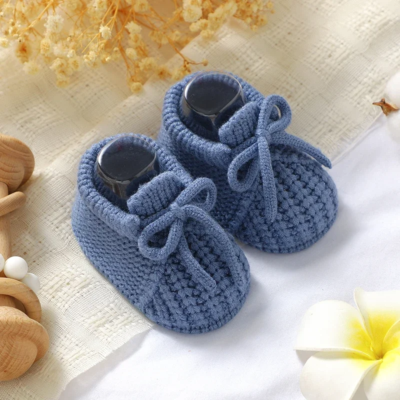 Infant Baby Shoes Knitted Newborn Boys Girl Footwear Fashion Solid Shallow Boots Shallow Kid 0-18M Clothing Accessories Handmade