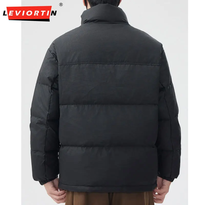 Men's Sport Standing Collar Down Jacket Autumn Winter Men's Fashionable Splicing Color Windproof White Duck Down Jacket Coats