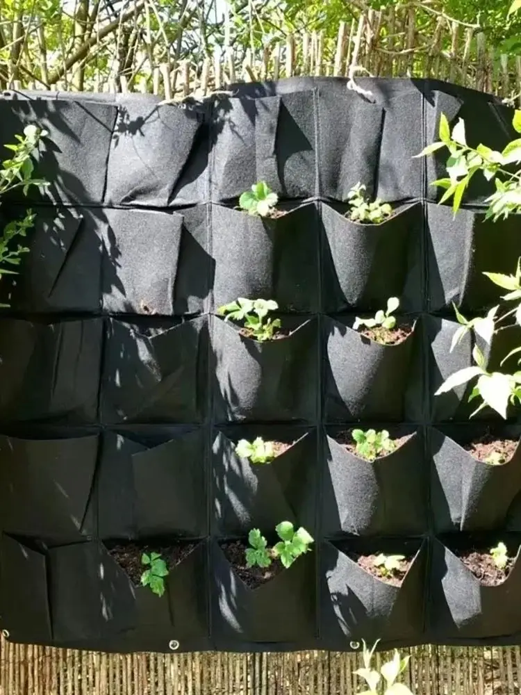 Multi-pocket groene verticale hangende tuin plantenbak groente fruit bloempotten tas muurbevestiging hangende kweekzakken zaaipotten - afbeelding 2