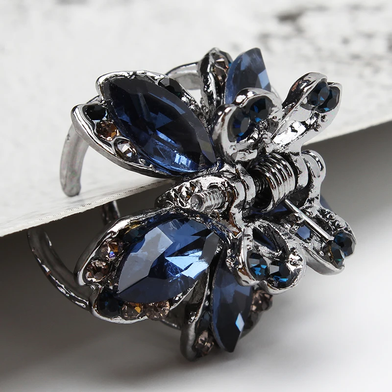 New Peacock Hair Claws For Women Vintage Hair Jewelry Charm Big Rhinestone Crystal Crab Clip Wedding Hair Accessories