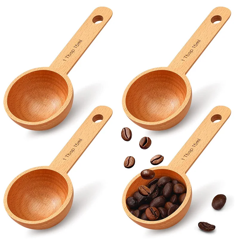 

100Pcs 15ml Wood Coffee Scoops Beech Wooden Measuring Spoons Set Ground Coffee Scoop Tablespoon for Measuring Ground Beans Tea