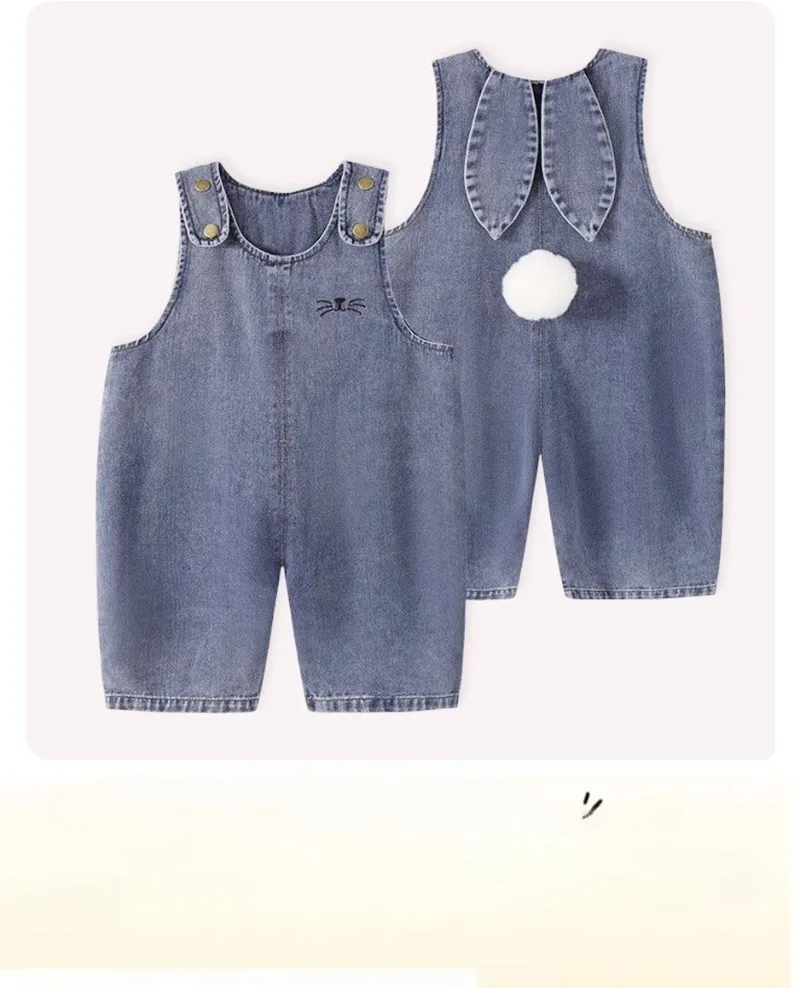 Spring Autumn Children Clothing Pants Suspender Denim Shorts Baby Suspender Denim Jumpsuit Boys Girls Kids Fashion Cartoon Pants view 4