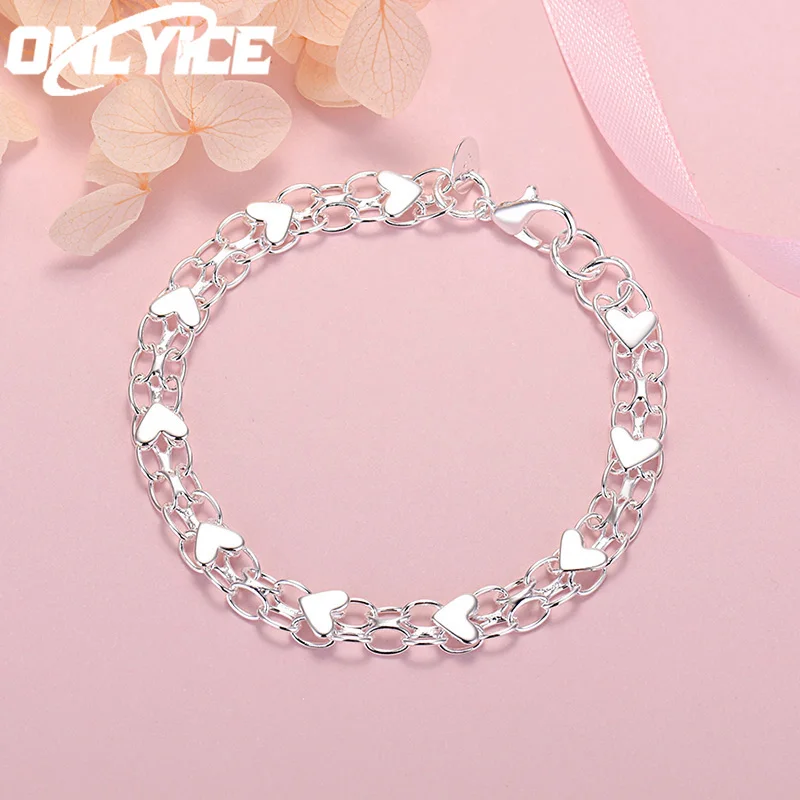 

New original design 925 Sterling Silver romantic heart bracelet for women fashion jewelry wedding party Valentine's Day gifts