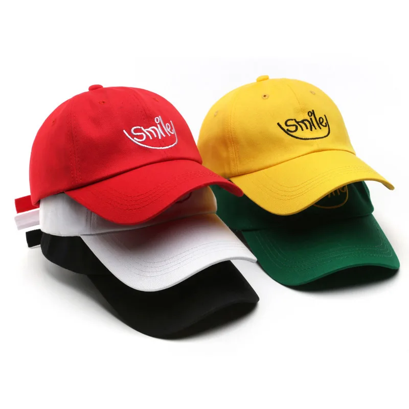 Smiley embroidered soft top caps baseball cap summer outdoor couple hats women hat men snapback cap hip hop caps gorras hombre