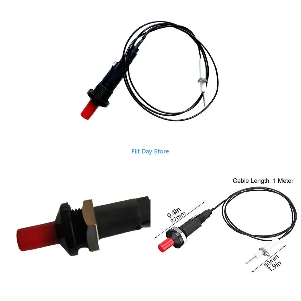 F92C Piezo Ignition Set with Cable 1000mm Long Push Button Kitchen Lighters Barbecue Igniter for Gas Fireplace Camping