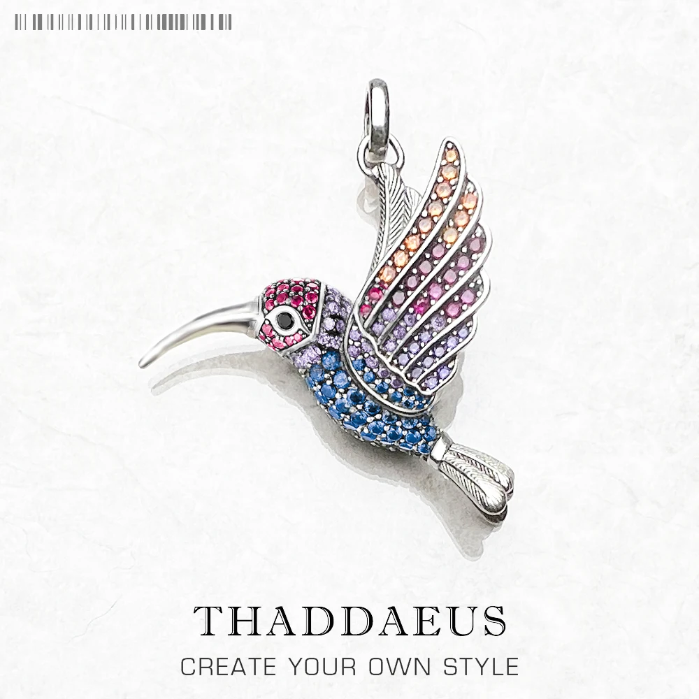 

Pendant Colourful Hummingbird Brand New Cute Fashion Jewelry Europe 925 Sterling Silver Gift For Woman