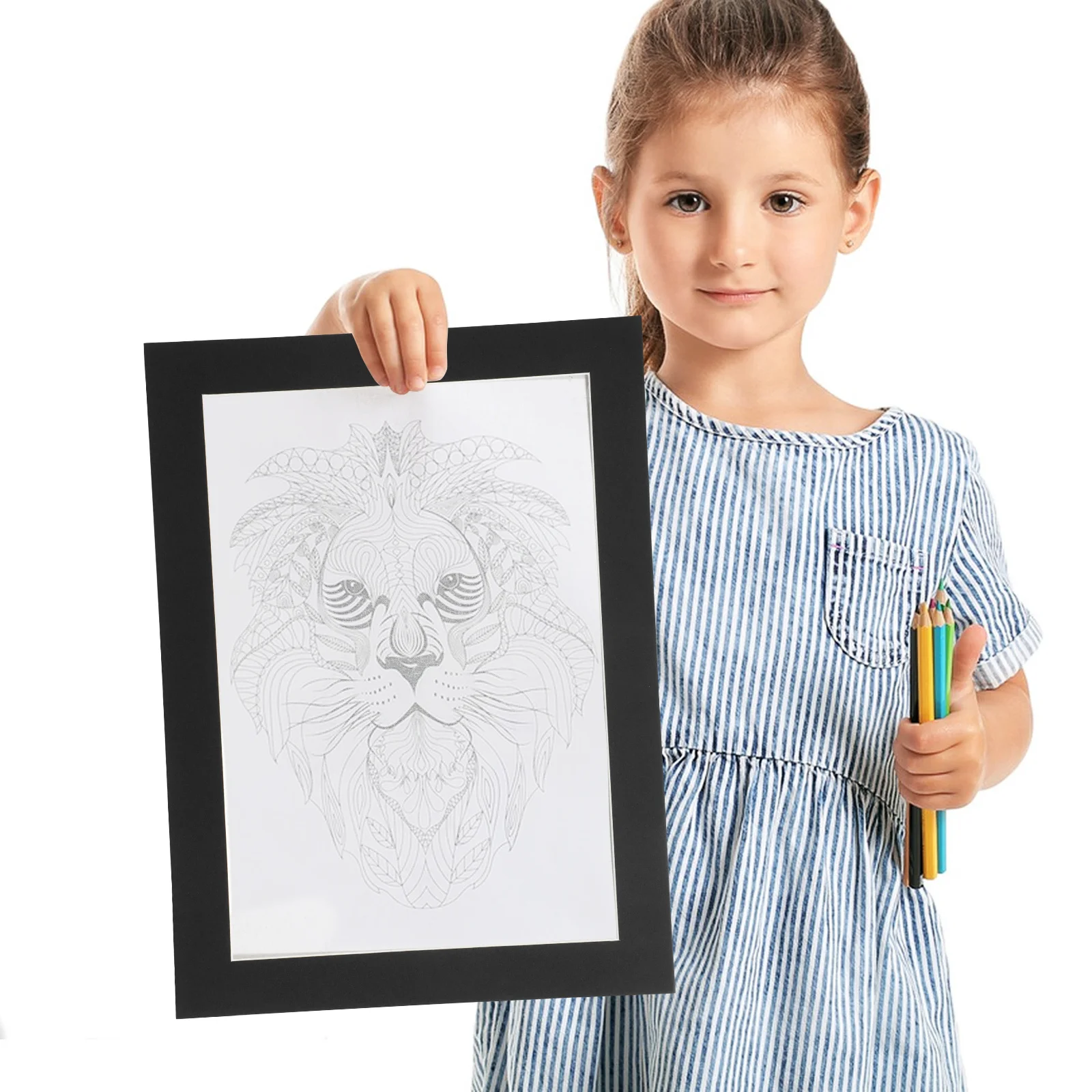 

12Pcs Picture Frames for Artwork Cardboard Craft Frame 's Drawing Display Holder School Art Project Storage Wall