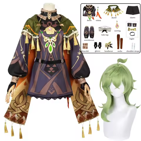 Collei Genshin Cosplay Costume Anime Game Uniform Collei Wig Halloween Party Role Play Outfit for Women