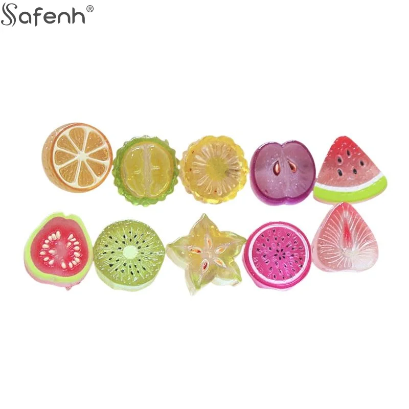 10pcs Fruit Mini Kawaii Cute Watermelon Fruit Flat Back Cabochons Scrapbook Diy Party Hairpin Accessories Home Decoration Craft