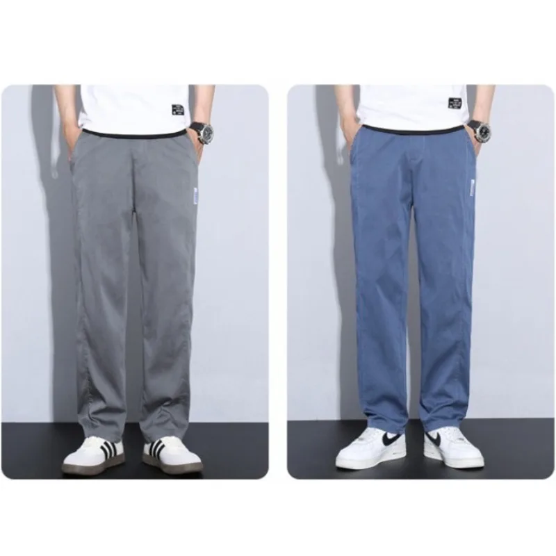 

Мужские спортивные брюки для комплексных тренировок на открытом воздухе, впитывающие пот, быстросохнущие, летние, модные, из ледяного шелка, прямого кроя