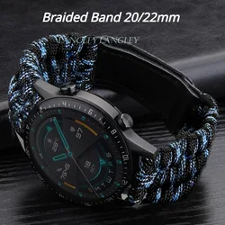 Nylon Strap Outdoor Sport Braided Band for Samsung Galaxy Watch 3/4 40mm 44mm Classic 46mm 42mm Bracelet for Huewei Watch GT 2/3