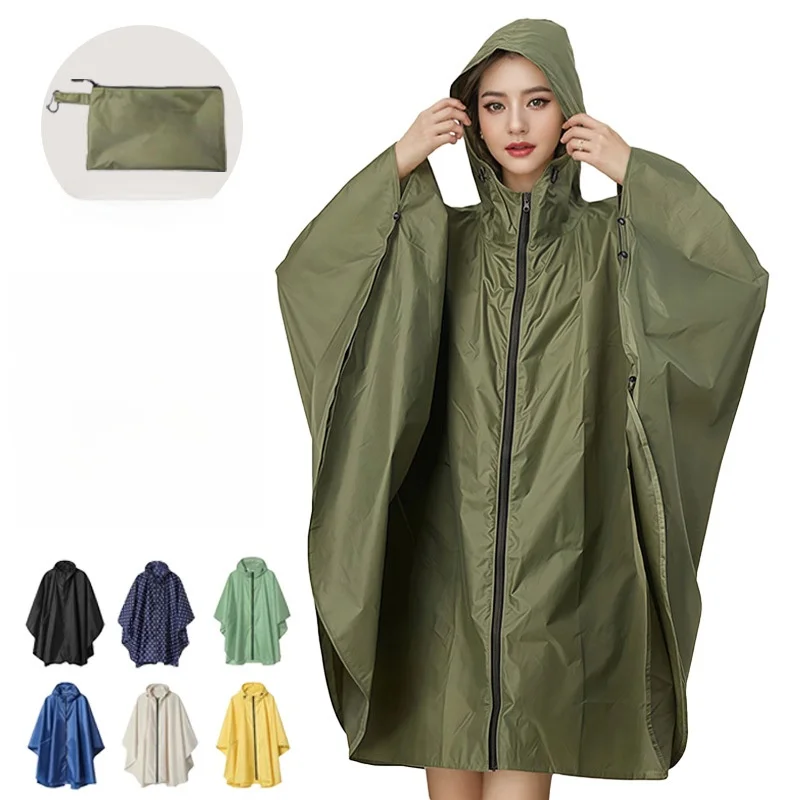 

Fashionable Unisex Lightweight Hooded Raincoat Adult Outdoor Hiking Cycling Waterproof Zipper Rainwear Women's Men's Styles
