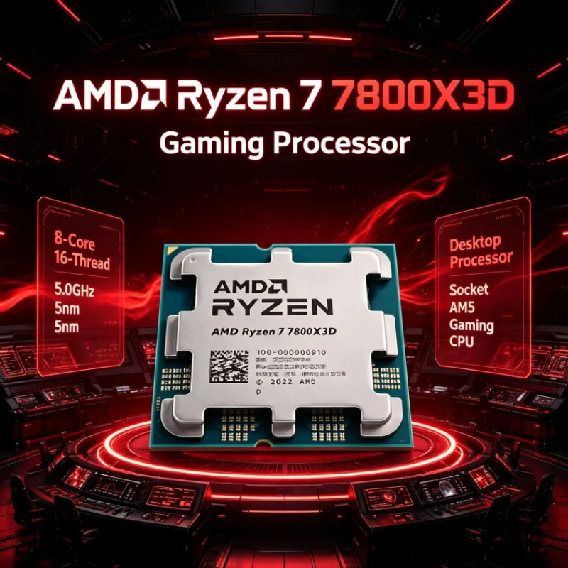 AMD Ryzen 7 7800X3D AM5 Processor 100-100000910 5nm 5.0GHz Eight-Core Sixteen-Thread 96M Cache