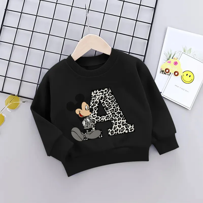 

Mickey Mouse Children Sweatshirts Letter A B C D Name Combination Casual Clothes Cartoons Pullover Girl Boy Kid Sportswear Tops