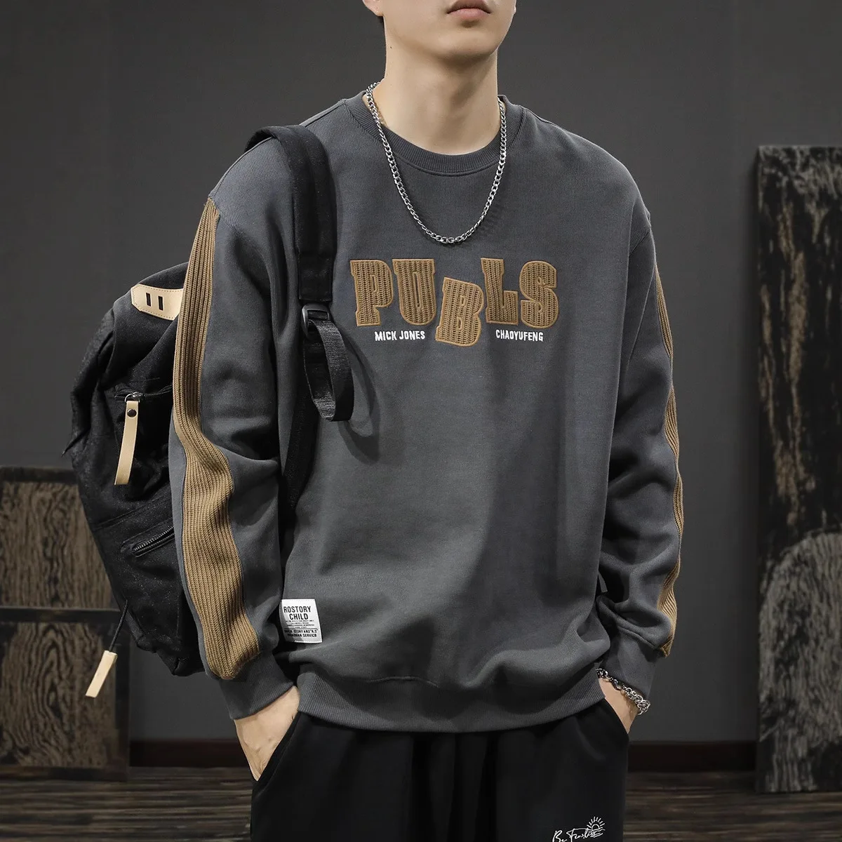 

Men's sweater 2025 Autumn New Crew Neck Sweatshirt Spring Autumn Base Layer Long Sleeve Cool Casual Trendy Outerwear