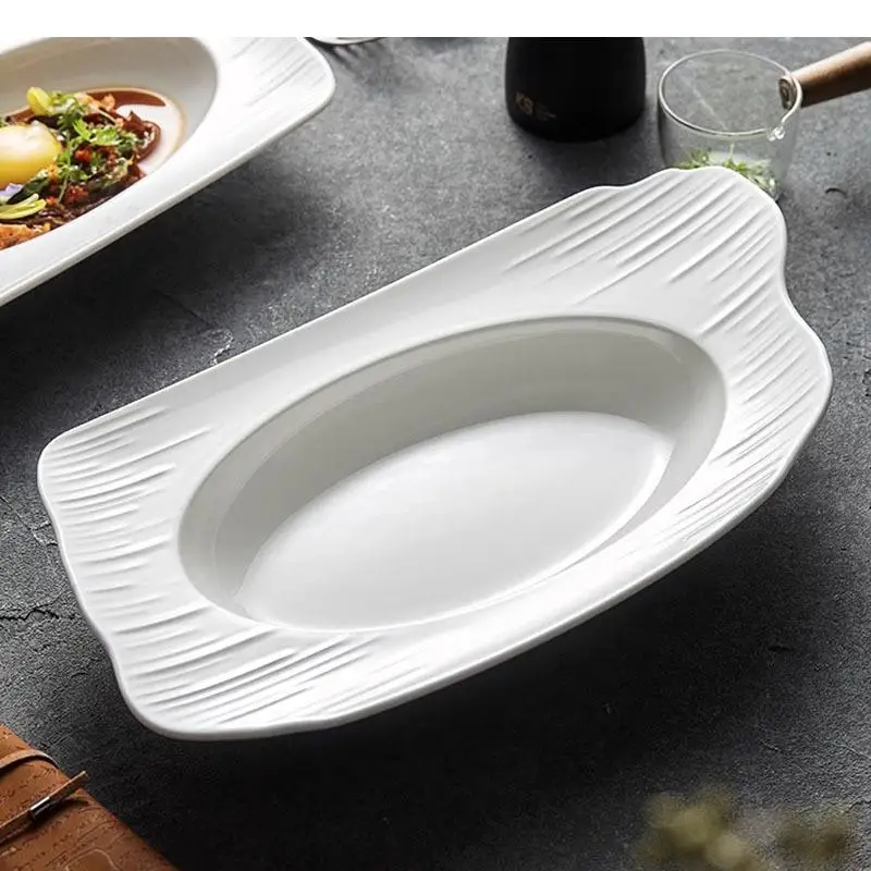 Irregular Ceramic Dinner Plate Restaurant Soup Dessert Pasta Plates Molecular Cooking Specialty Tableware