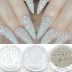 1g paillettes Glitter per unghie lucide 3D argento bianco paillettes esagonali fiocchi scintillanti polvere di sabbia polvere per Manicure unghie decorazione artistica