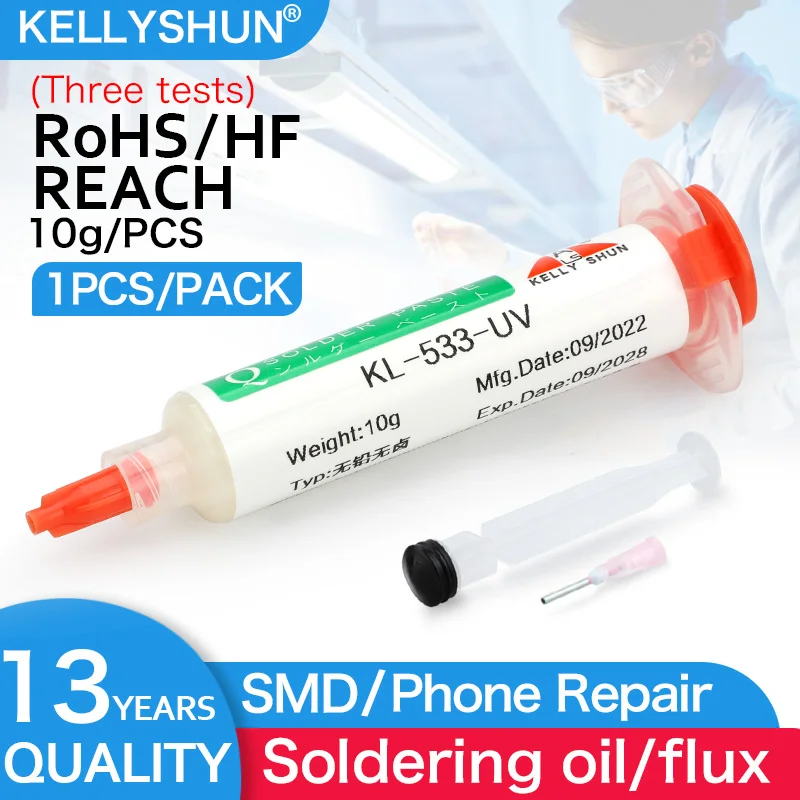Flussmittel 100 % Original KELLYSHUN PCB-Lötflussmittel 10 ml Nadelrohr Schweißflussmittel No-Clean-Lötpaste NC 559 558 652 Lötmittel