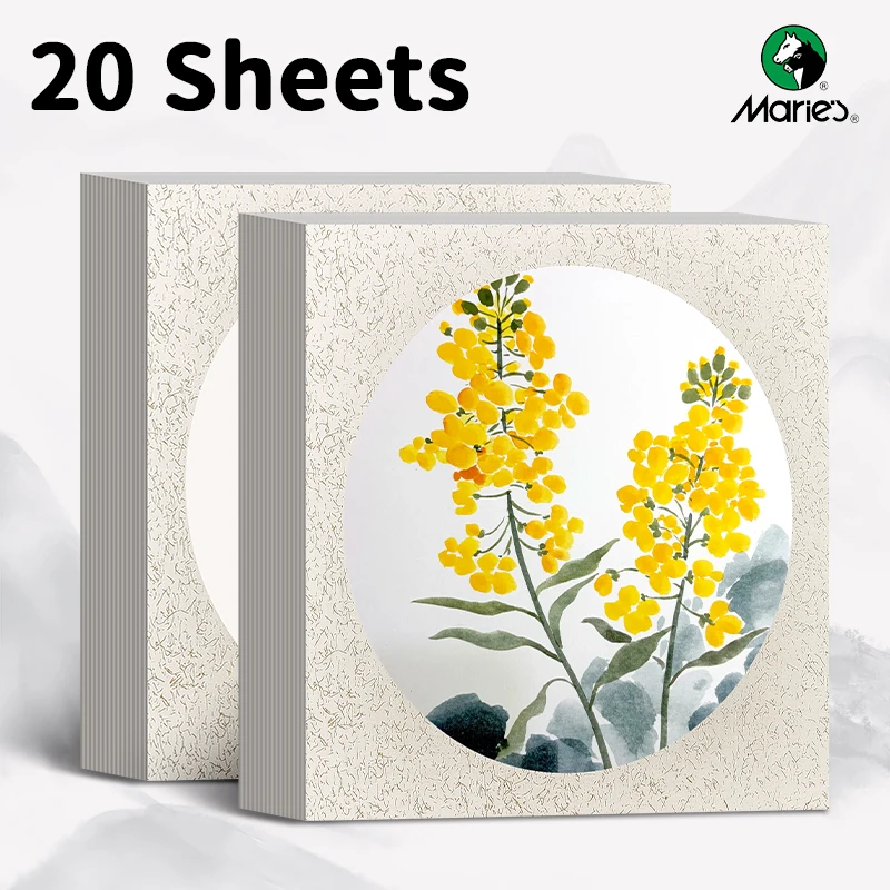Marie's 20 Sheets Rice Paper, Soft Round Xuan Paper 13 x13 in, Sheng (Raw) Xuan Paper for Drawing Practice, for Artists & Adults