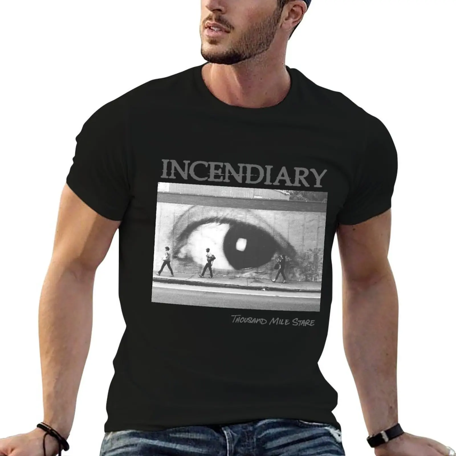 

Incendiary (Hardcore Punk Band) - Album; Thousand Mile Stare [Black & White] T-Shirt t shirt for man T-Shirt