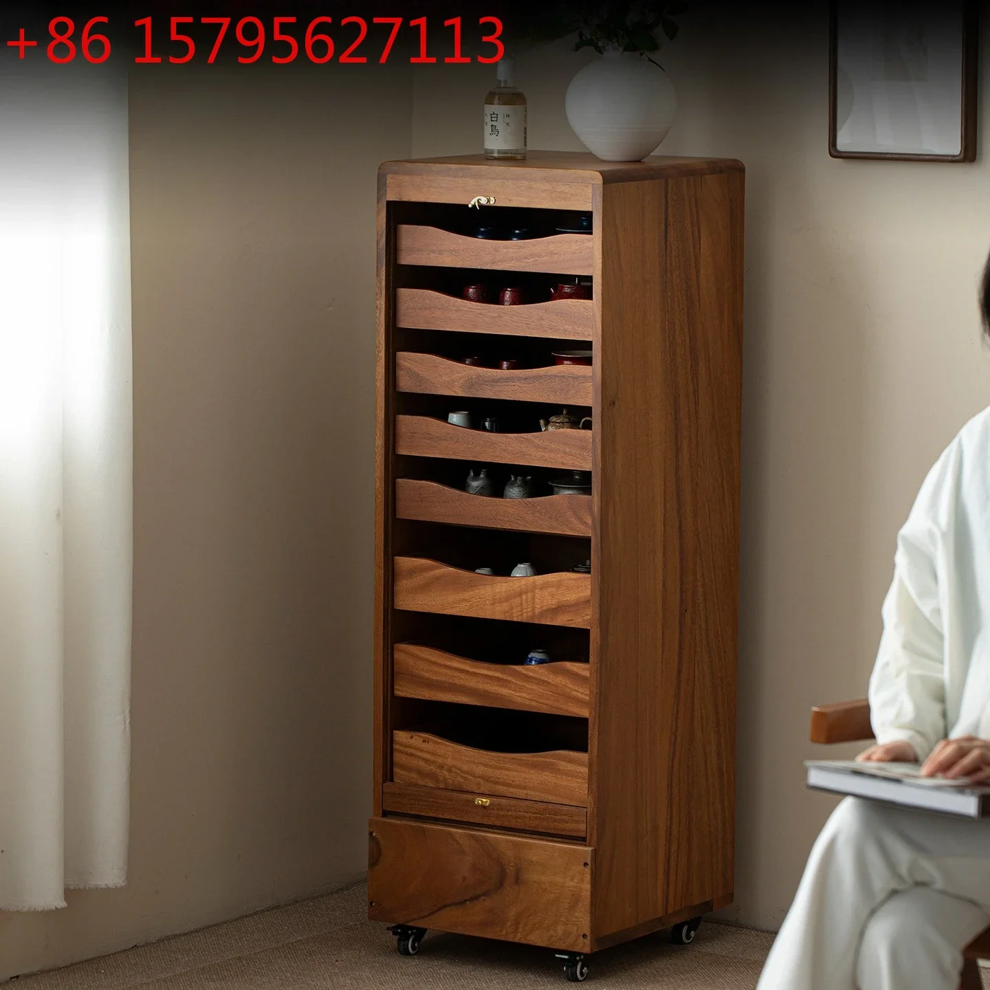 storage cabinet, household chest of drawers, medieval style roller shutter door, floor-to-ceiling mobile storage cabinet