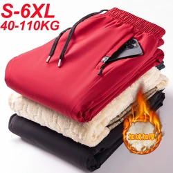 Winter Sweatpants Men Fleece Liner Thick Warm Graphene Heating Jogger Pants Big Size 6xl Sportswear Red Green Thermal Trousers