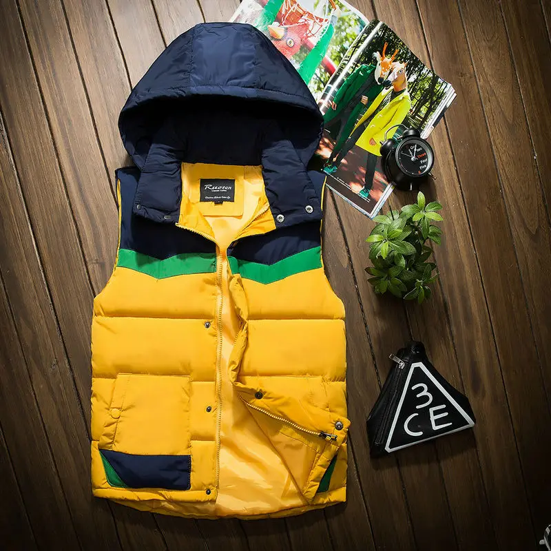 Herfst Winter Vest Met Capuchon Mannen Casual Slanke Warme Vrouwen Mouwloze Jas Jas Jeugd Heren Man Vest Plus Size S-3XL