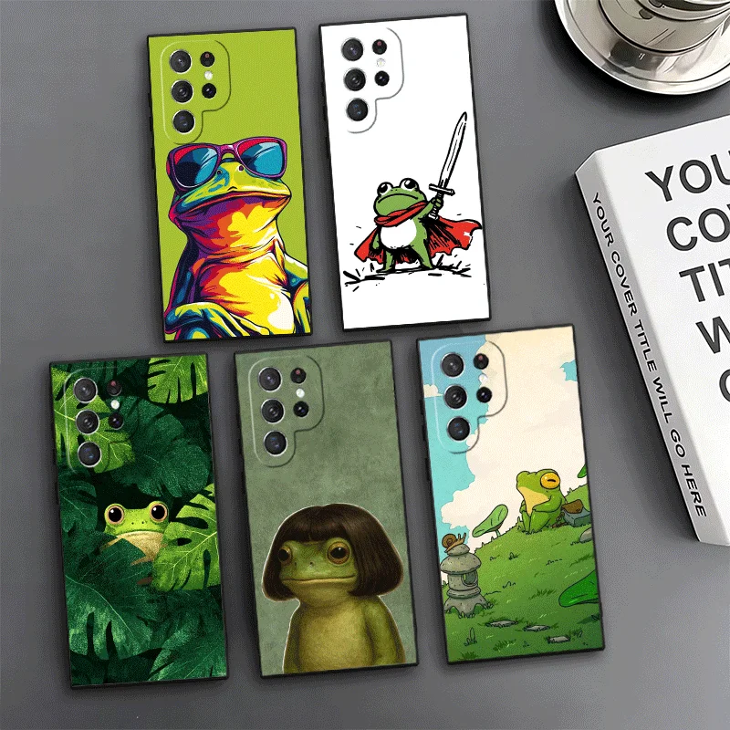 Cute Cartoon Frog Phone Case For Samsung Galaxy S24 S25 S26 Ultra S23 Plus S22 S21 FE S20 + Edge Pattern Customized Cover