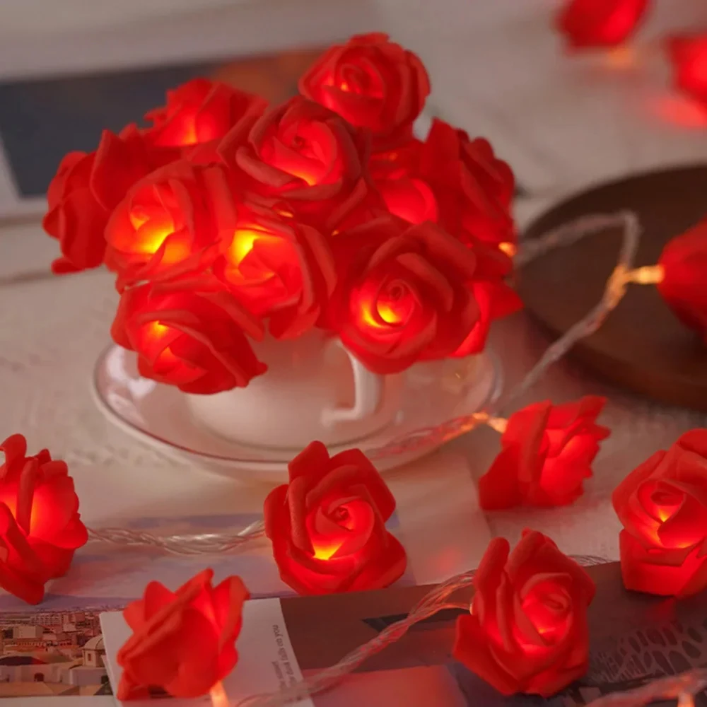 5V Rose Flower LED String Fairy Light Red Pink Warm Blue RGB USB/Battery Power Wedding Christmas Party Decoration 1.5m 3m 6m 10m