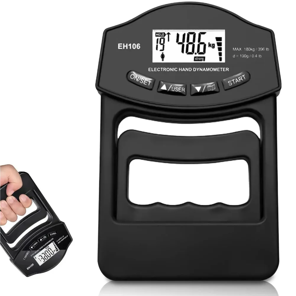 396Lbs/180Kg Digital Hand Dynamometer Grip Grip Strength Tester with LCD Screen for Forearm Training Finger Power Weightlifting
