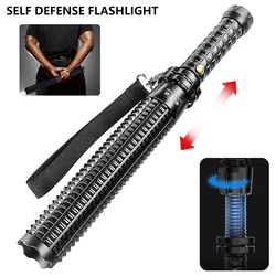 Self Defense Glare Flashlight Waterproof Super Bright For Emergency Anti Riot Equipment Rechargeable Telescopic Baton Flashlight