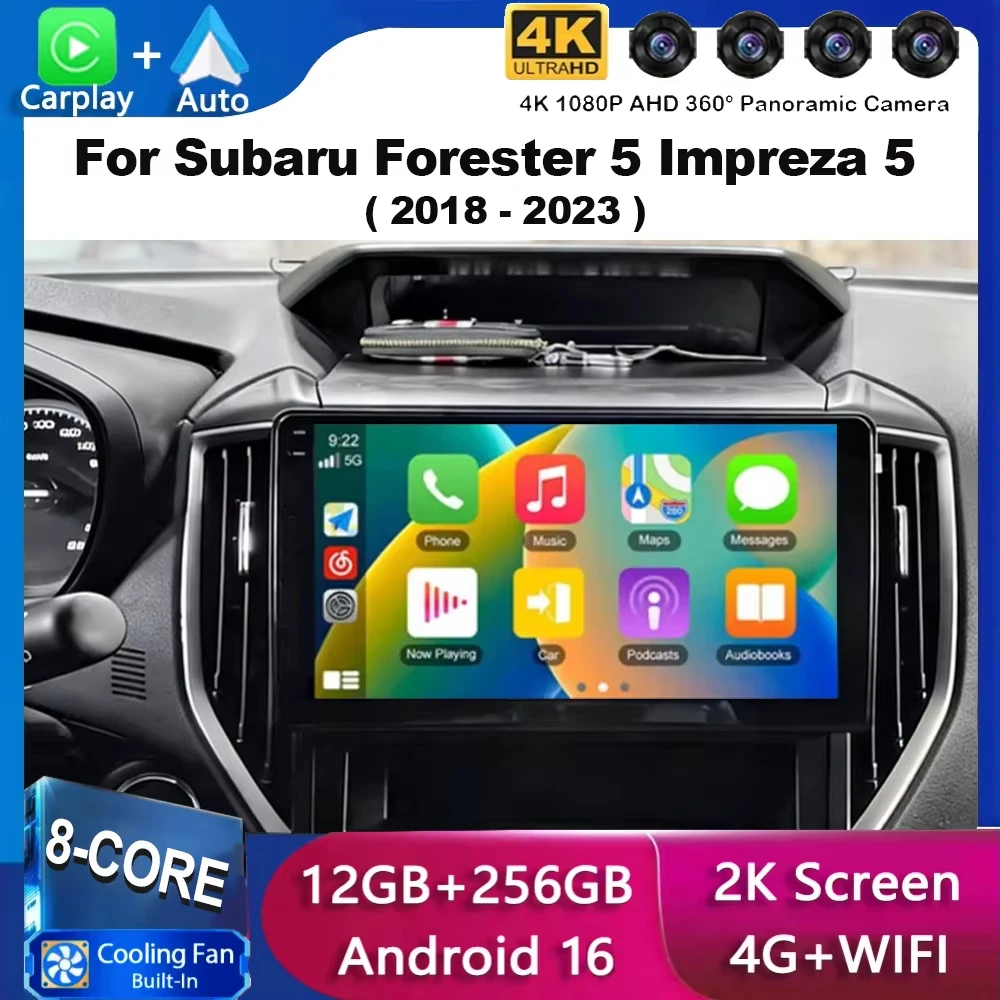 For Subaru Forester 5 Impreza 5 2018 - 2023 Android 16 Qualcomm Android Car Radio Multimedia Video Player Stereo CarPlay DVD BT