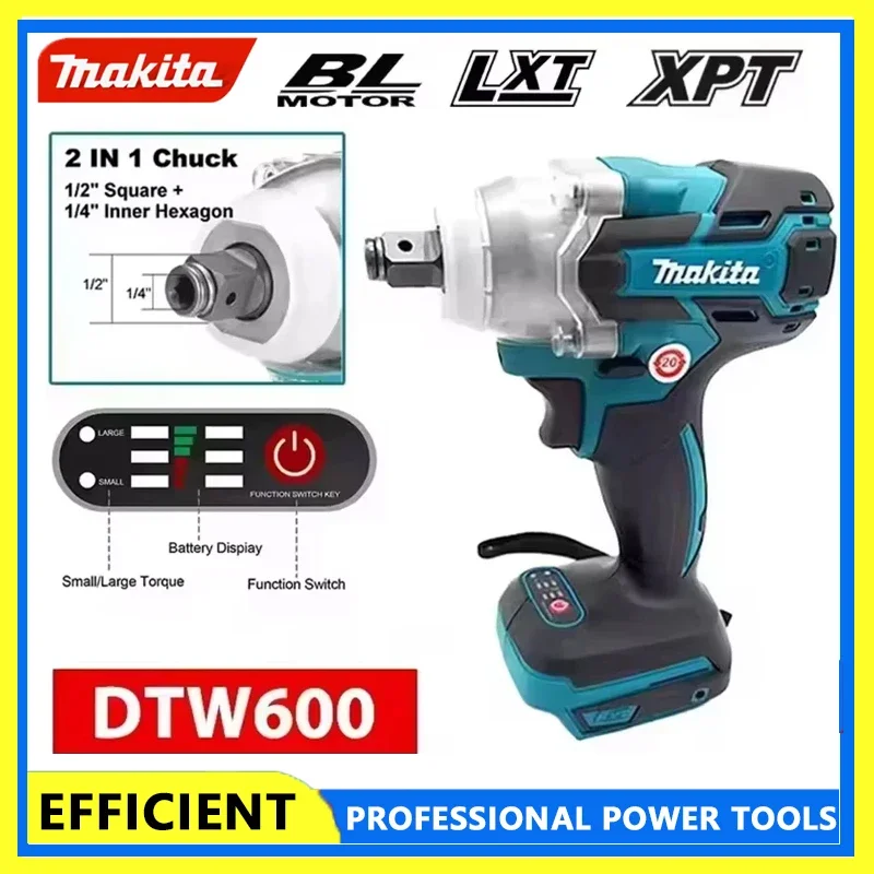 

Makita DTW600 3100IPM 18V Cordless Wrench 1/2Inch Brushless Screwdriver Rechargable Electric Screwdriver Vehicle ServiceTool