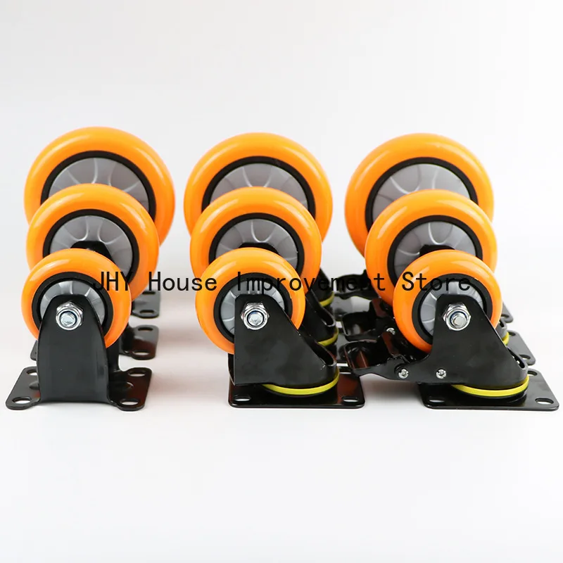 4PCS 4-Inch M12 Polyurethane Caster Wheels with Brake - Silent, Universal Mount, 380kg Heavy Duty