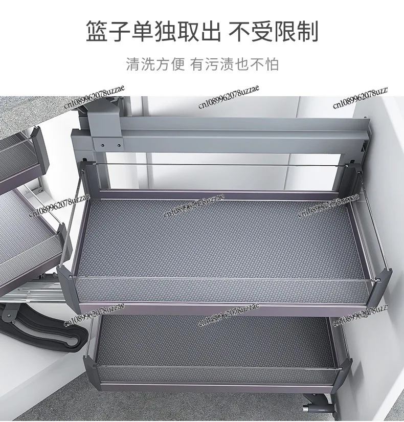 Cabinet Corner Pull Basket Multi-layer, Seasoning Basket Aluminum Alloy Drawer Type Damping Rack