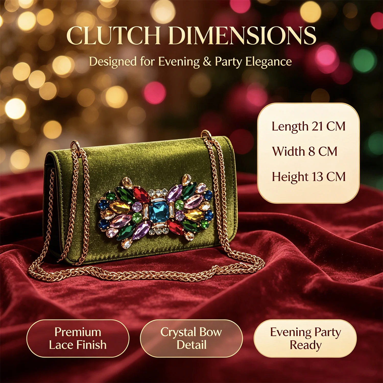 Olivgrüne Strass-Sandalen mit passender Tasche, Damen-Pantoletten mit Blockabsatz, bunte Kristall-Pantoletten, Clutch-Tasche für Hochzeiten – Detail 3