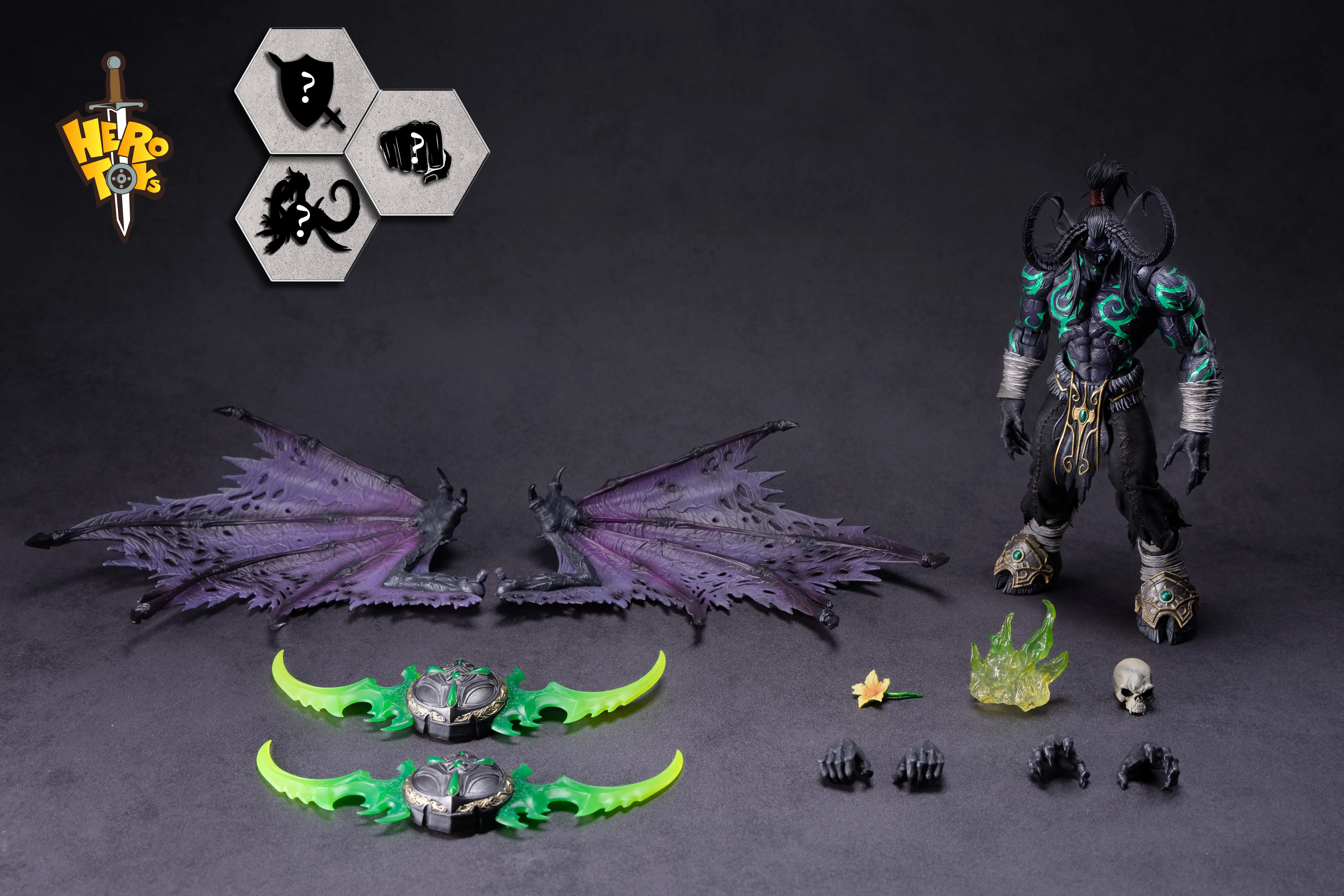 Herói brinquedos 1/10 escala soldado masculino demônio caçador preto illidan stormrage conjunto completo cerca de 24cm figura de ação brinquedos modelo colecionável