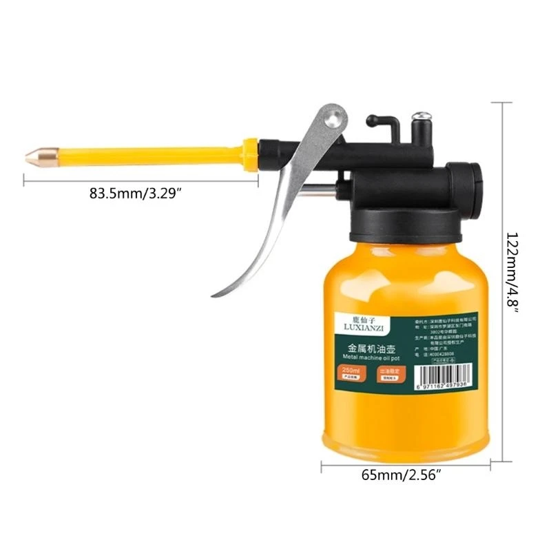 Hand Oiler Can Professional Level 12oz Capacity Oiler with Long Spout