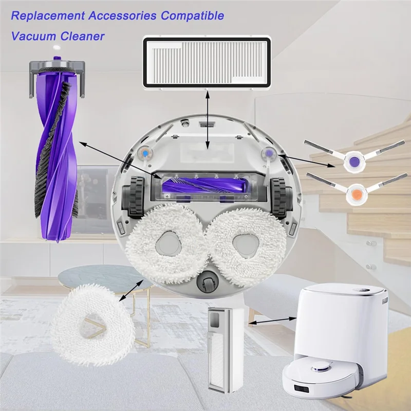 

ABUI-Kit Of Replacement For Accessories For Narwal Freo X Ultra Robot Vacuum Main Brush Hepa Filter Dust Bags Mop Pads Side Brus