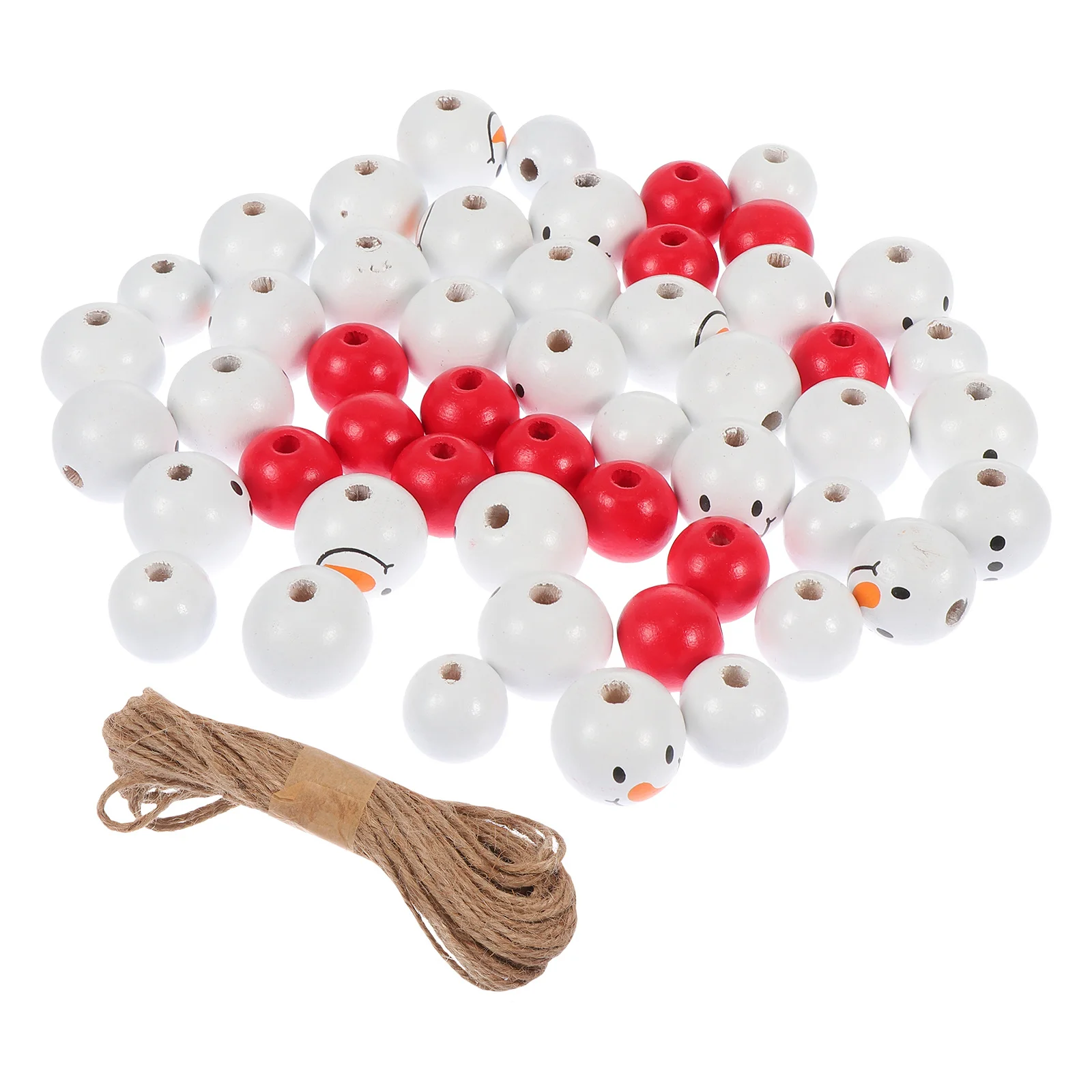 

200 Pcs The Christmas Decor DIY Decorative Pendant Wooden Bead Accessories Hemp Rope
