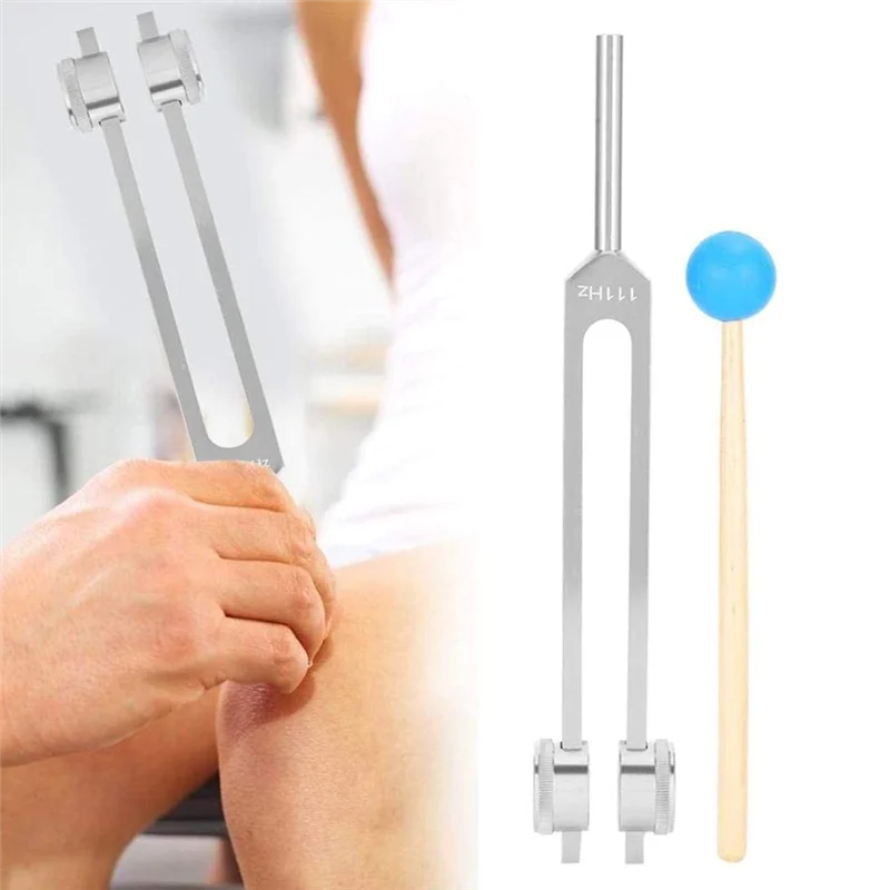 AB47-อลูมิเนียมส้อมเสียง,ส้อมเสียง 111Hz พร้อมค้อนสําหรับระบบประสาทการทดสอบ Sound Healing Therapy