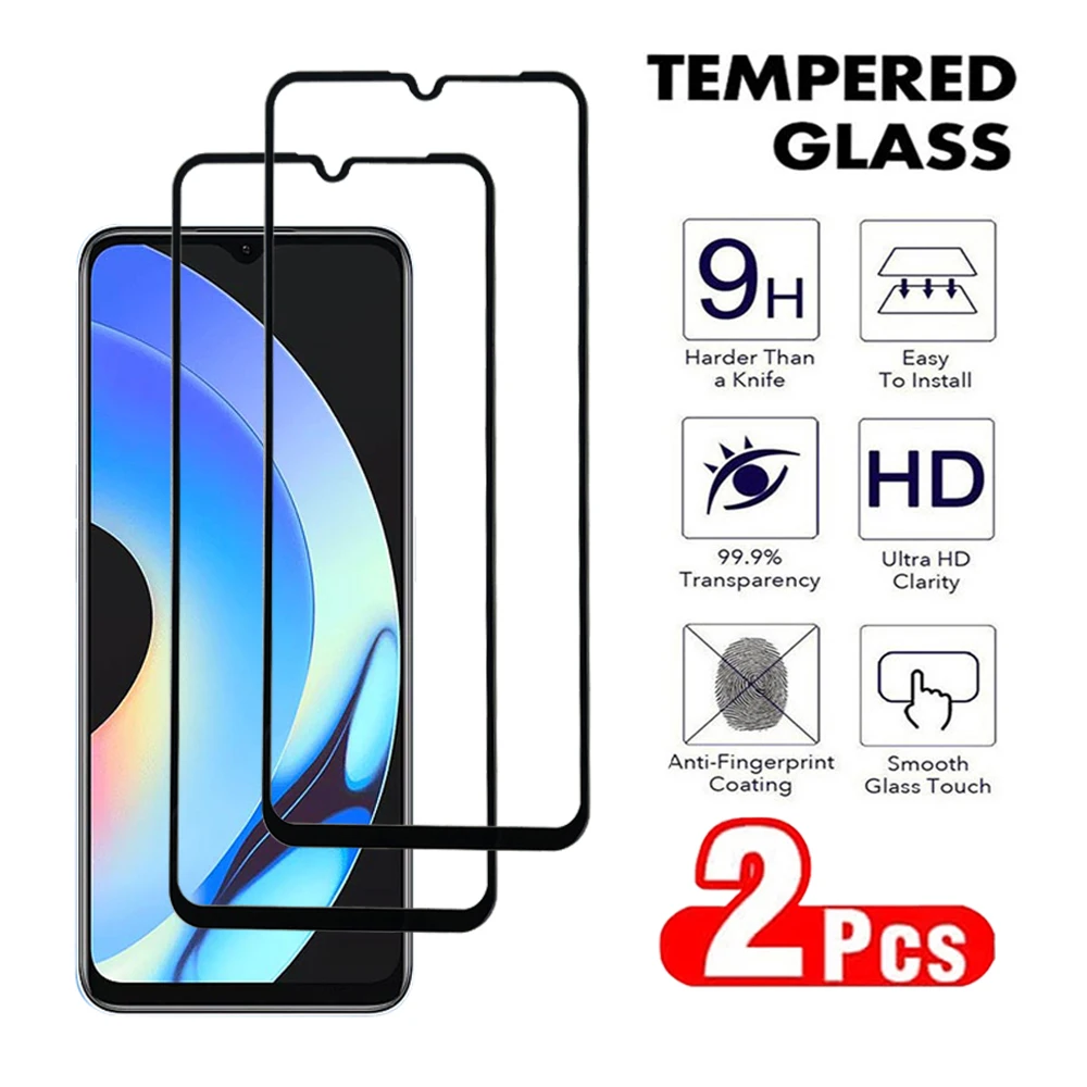 2Pcs 9D Tempered Glass Screen Protector For Realme 8 9 10 11 Pro Plus 4G 5G Speed Transparent Protective  Full Cover glass Film