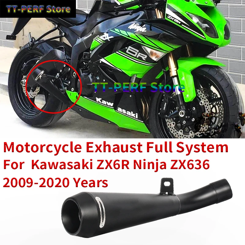 

Slip On For Kawasaki ZX6R ZX-6R ZX636 2009 - 2020 Years Motorcycle Exhaust Modified Muffler Tailpipe Link Pipe Moto Escape Logo