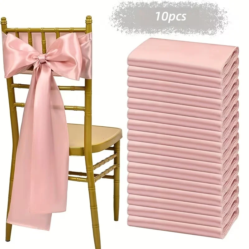 10PCS Chair Sashes with Bowknots Washable Reusable, Perfect for Weddings, Banquets, and Formal Events, Decorative Chair Ties