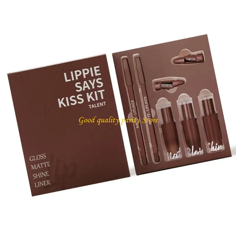 M4ya 5 in 1 rossetto set per donne ragazze, rossetto liquido opaco + lucentezza lebbro brillante + lucidalabbra + matita per
