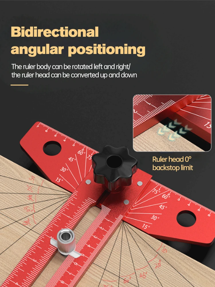 Woodworking 2 in 1 Drilling Positioning Ruler Highprecision Scribe Marking T-Ruler Dowelling Jig 6/8/10mm Drill Locator Punching