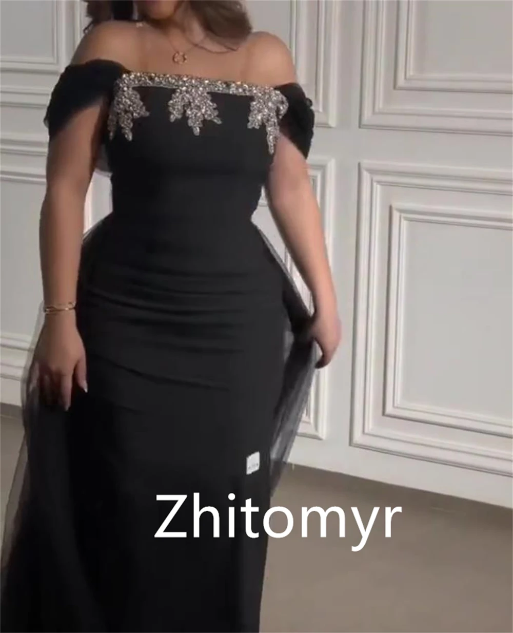 Customized Ball Exquisite Elegant Off-the-shoulder Sheath Party Dresses Beading Tulle Floor Length Skirts S Evening 2023 롱원피스