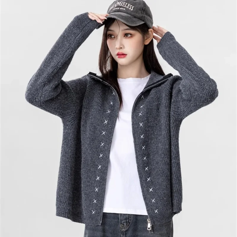 

Non-Balliting Knitted Sweater Dongguan Daliang Autumn Winter High End Women's Faion 2025 New Open Cardigan Coat