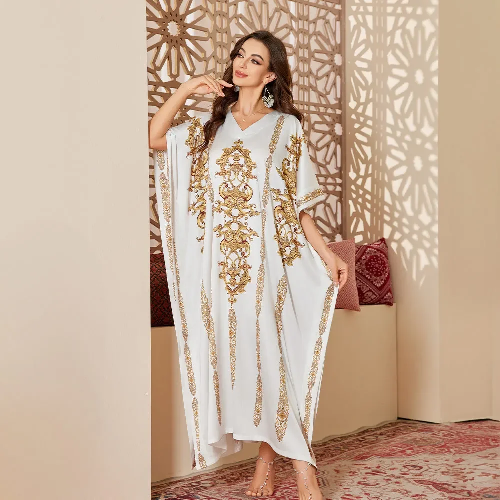Pakaian Tidur Jubah Panjang Wanita Musim Semi Musim Panas Gaun Jubah Mandi Kimono Bunga Print Gaun Malam Satin Sutra Longgar Baju Rumah